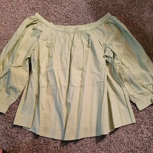 LOFT Sage Green Off-Shoulder Blouse